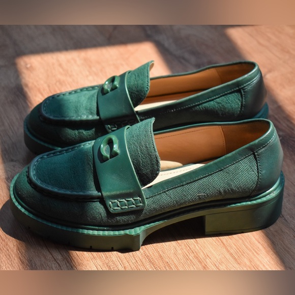 COACH Leah Loafer Signature Canvas Loafer - ‘Dark Pine’ - Picture 5 of 7